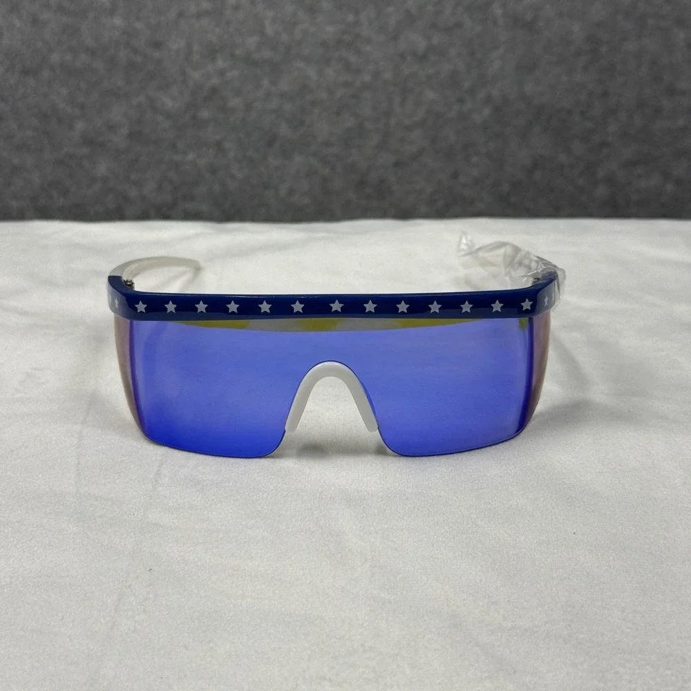Tipsy Elves Patriotic USA Stars and Stripes Shield Sunglasses Blue Mirror Lens